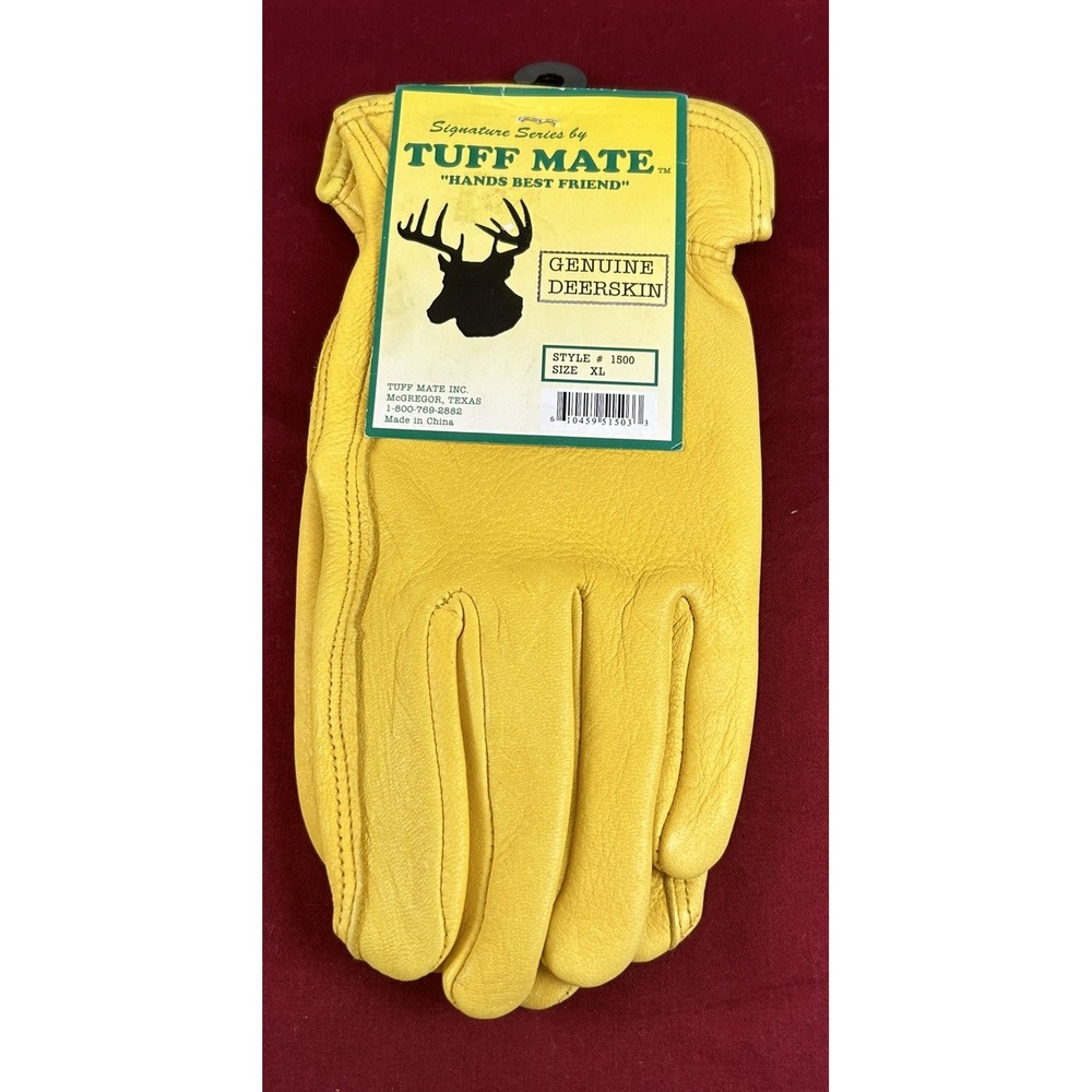 NEW Tuff Mate Signature Series Genuine Deerskin Gloves - Mens XL Style #1500 Tan